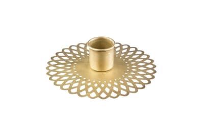 FINTINNE Lysestage Blomst 2-pak guldmetal