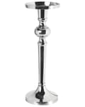 Pikkukuva 1 / 6: Kynttilänjalka hopea metalli alumiini 40 cm korkea moderni perinteinen tyyli