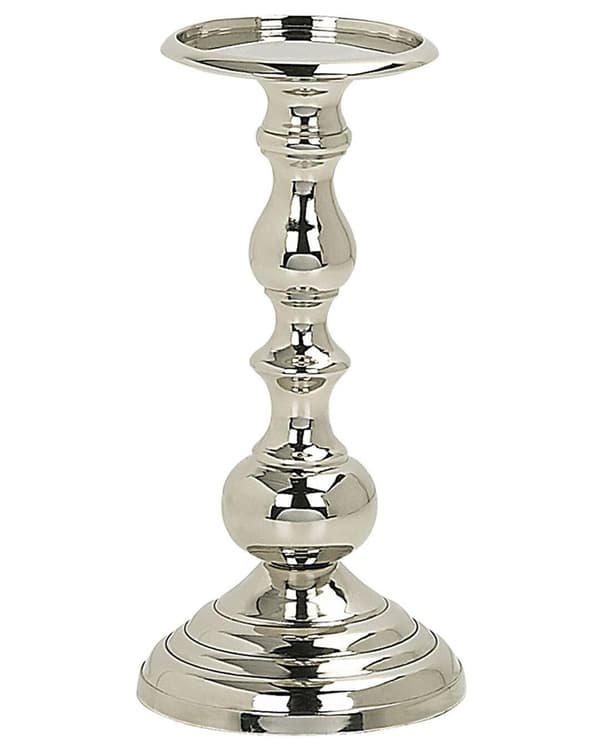 Kynttilänjalka hopea alumiini 24 cm korkea elegantti glamour moderni tyyli
