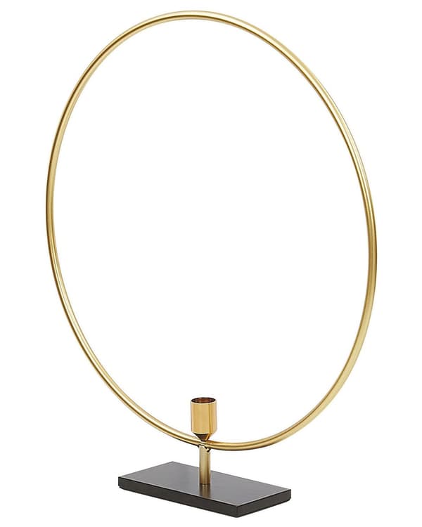 Ljusstake Guld Metall 45 cm Ljushållare Dekoration Cirkelformad Glam