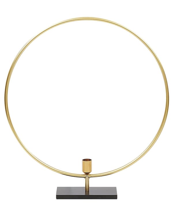 Ljusstake Guld Metall 45 cm Ljushållare Dekoration Cirkelformad Glam