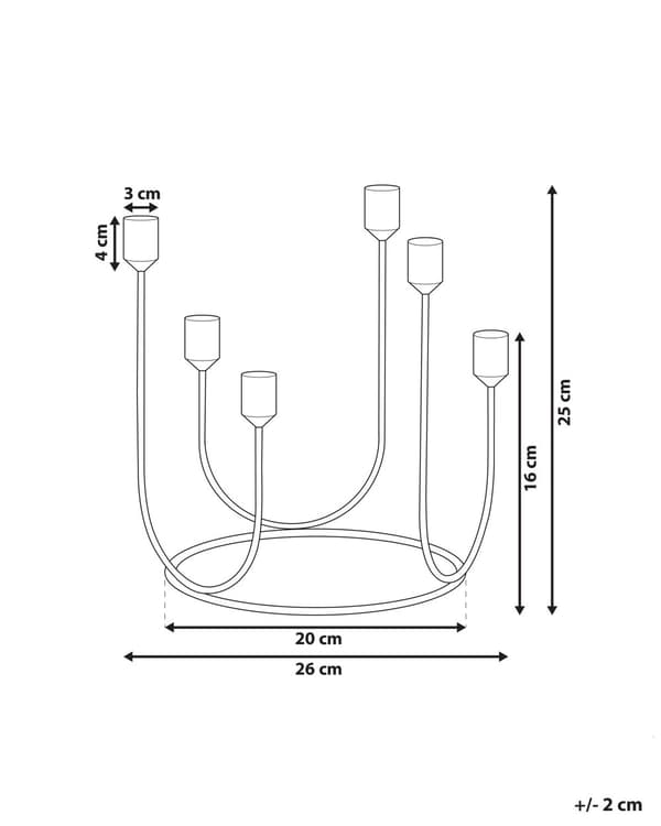 Ljusstake Svart och Guld Metall 25 cm Rund Form Modern Dekoration