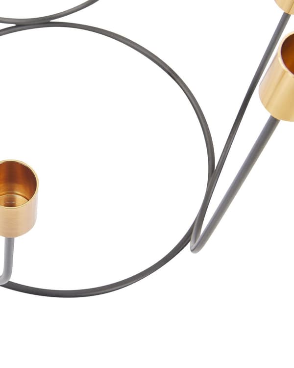 Ljusstake Svart och Guld Metall 25 cm Rund Form Modern Dekoration