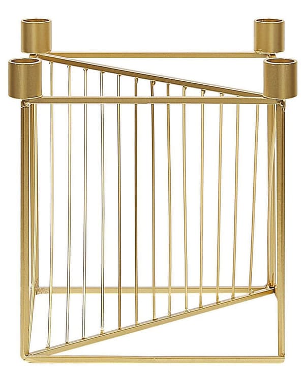 Lysestage Guld Metal 23 cm Kubisk Firkantet Form Dekor Tilbehør Glamour Dekoration Stue og Værelse