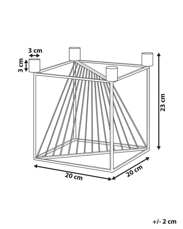 Kynttilänjalka kulta metalli neljä haaraa kynttilälle 23 cm korkea geometrinen moderni tyyli
