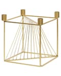 Pikkukuva 1 / 7: Kynttilänjalka kulta metalli neljä haaraa kynttilälle 23 cm korkea geometrinen moderni tyyli