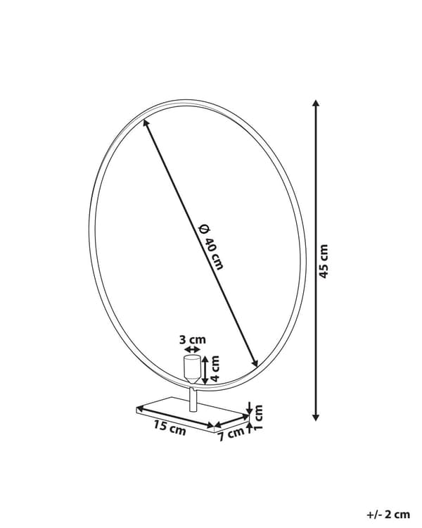 Kynttilänjalka kulta metalli pyöreä kehä 45 cm korkea glamour moderni tyyli