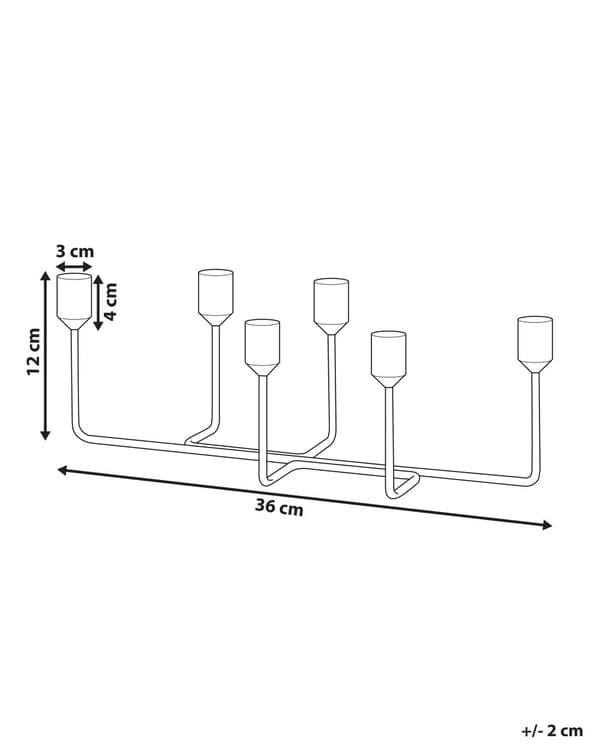 Kynttilänjalka musta/kulta metalli 6 kynttilälle 12 cm korkea moderni tyyli