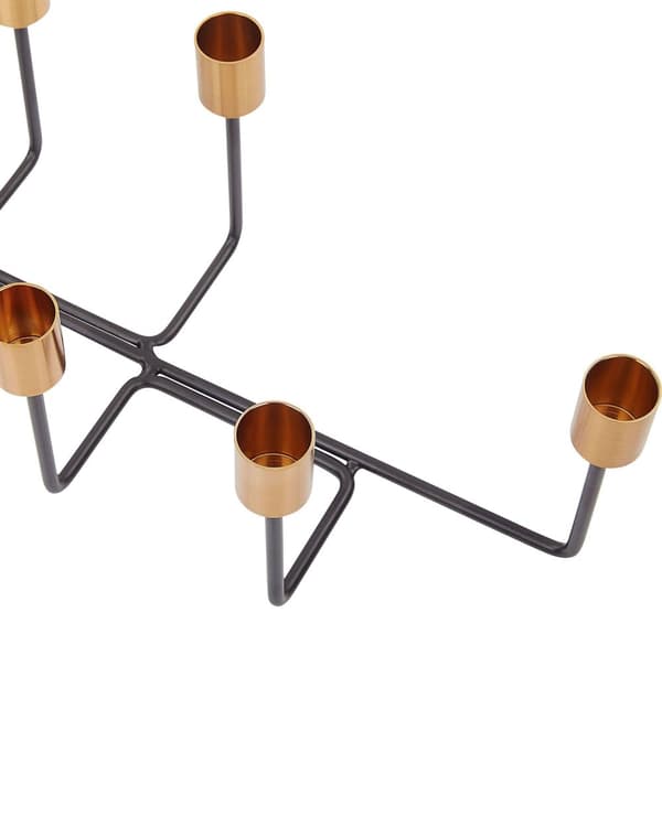 Kynttilänjalka musta/kulta metalli 6 kynttilälle 12 cm korkea moderni tyyli