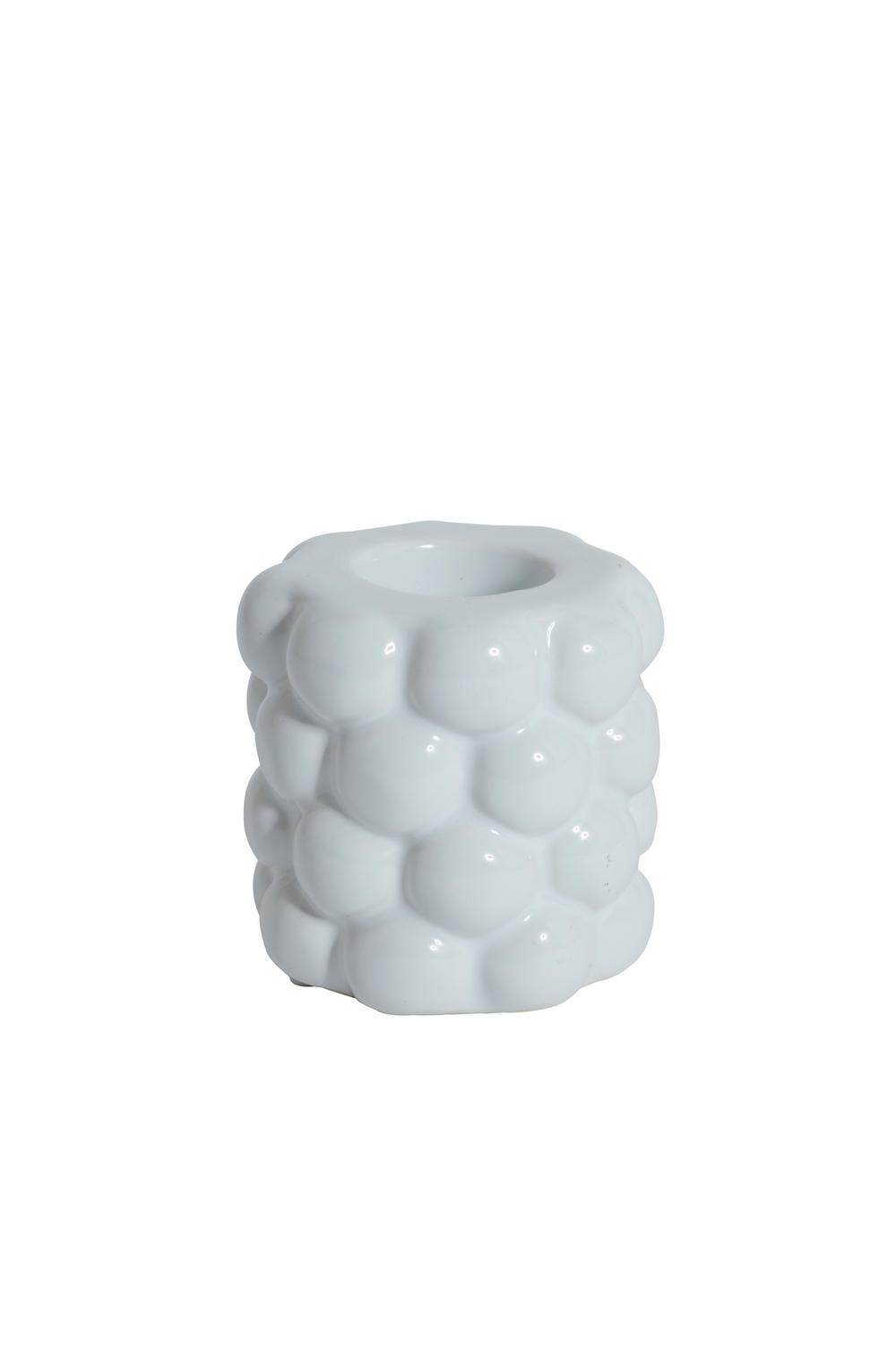 Stjernsund Lysestage Bobler keramik Hvid 13 cm