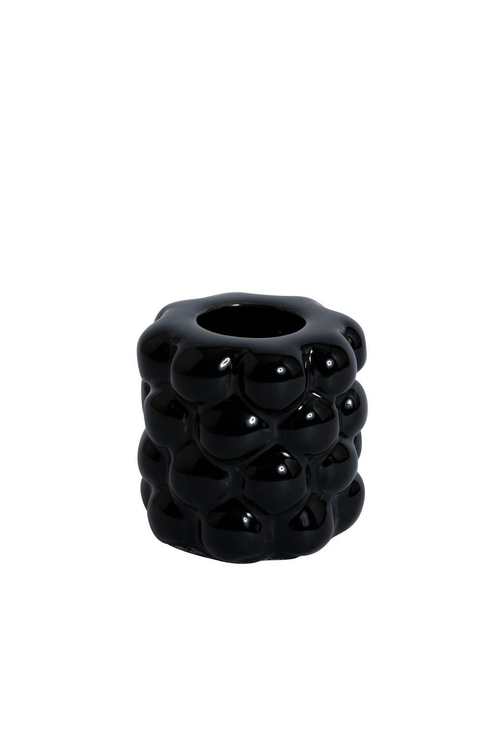 Kynttilänjalka Bubbles keraaminen musta 9,5 cm
