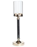 Miniatyrbild 1 av 6: Ljushållare Guld och Svart Metall Pelare Glas Skärm 48 cm Glamour Accent Dekoration Bord Bordsupsats