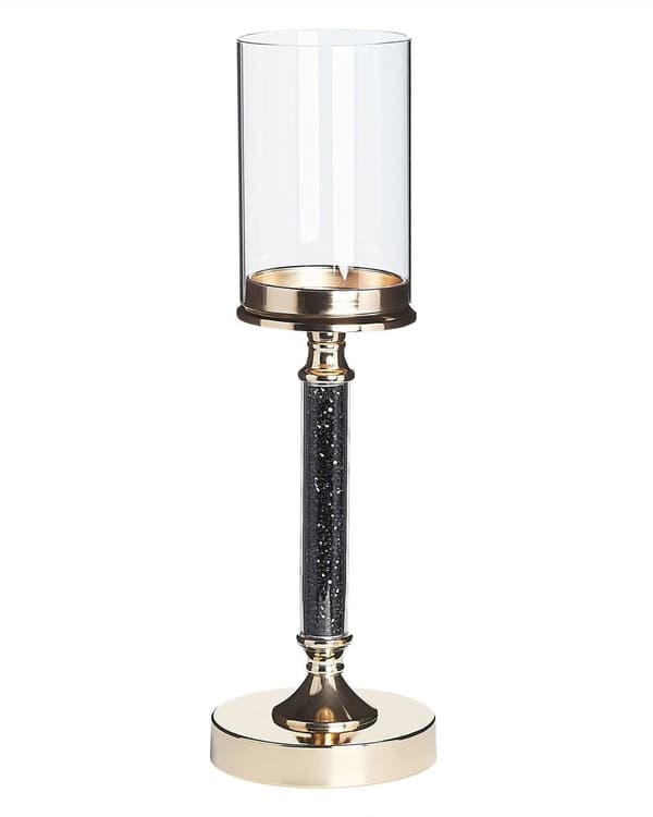 Kynttilänjalka kulta/musta metalli pilari muoto 41 cm korkea koriste glamour tyyli