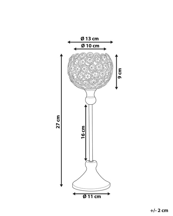 Kynttilänjalka hopea lasinen 27 cm korkea lasikristallit metalli glamour tyyli