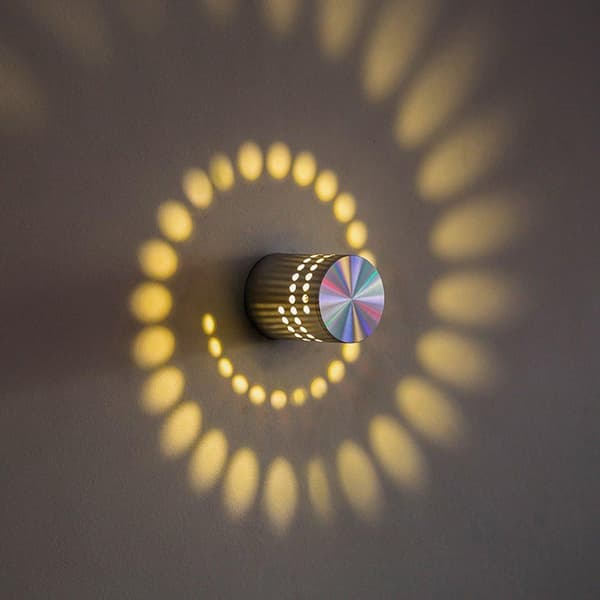 Spiralhål Vägglampa Yta Installera LED-ljus Armaturlampa silver