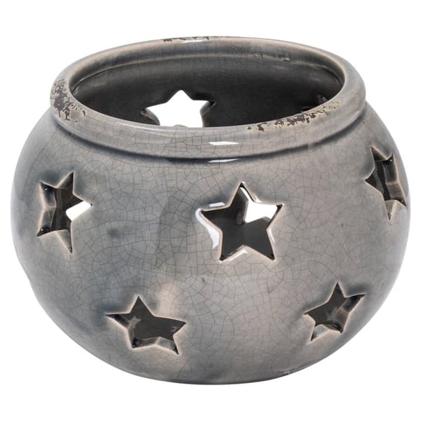 Hill Interiors Keramisk stjerne lysestage Grey 15cm x 18cm x 18cm
