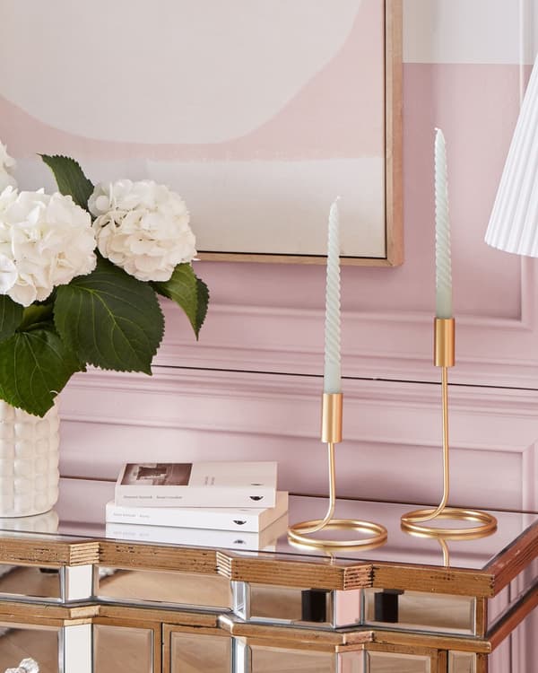 Set med 2 Ljusstakar Guld Järn Rund Form Modern Minimalistisk Ljusstakar Dekoration