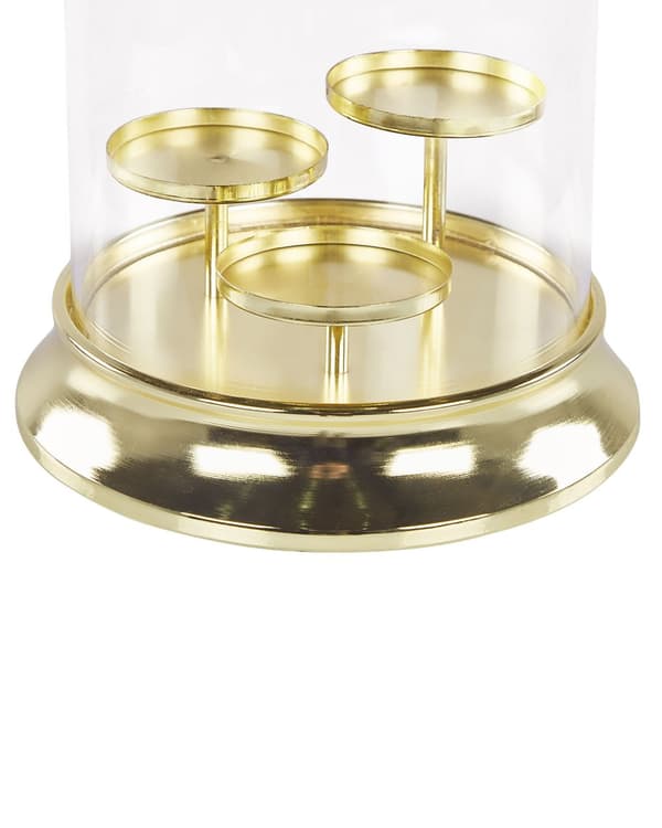 Ljusstake Guld Metall Glasskärm 24 cm Glamour Accent Dekoration Bordsuppsats