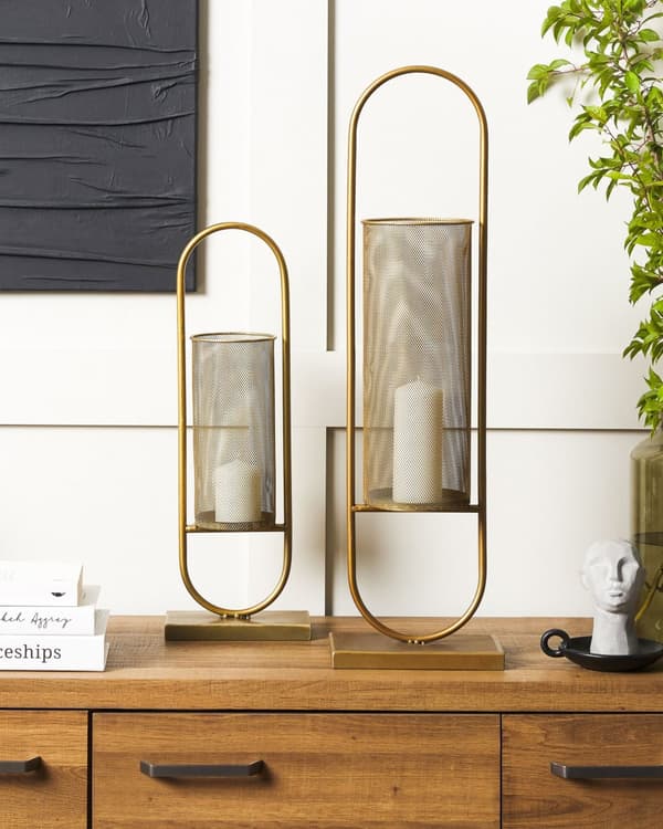 Ljusstake Guld Metall 53 cm Glamour Accentstycke Dekoration Vardagsrum Sovrum Dekór