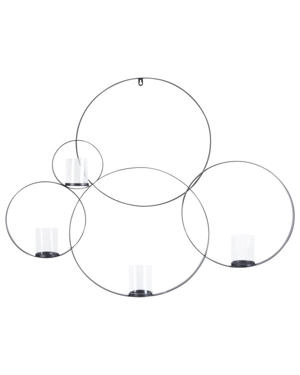 Lysestage til Væg i Guld Mat Jern og Glas 80 x 100 cm Væghængt 4 Lys i Rund Cirkel Glam Designer Dekoration Soveværelse Stue Indretning