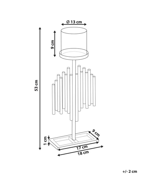 Kynttilänjalka kultainen metallia ja lasia 53 cm koriste-esine moderni tyyli