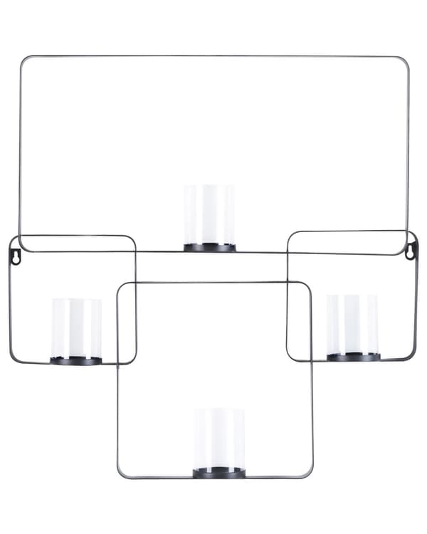 Väggljusstake Svart Metall och Glas 65 cm Modern Dekoration