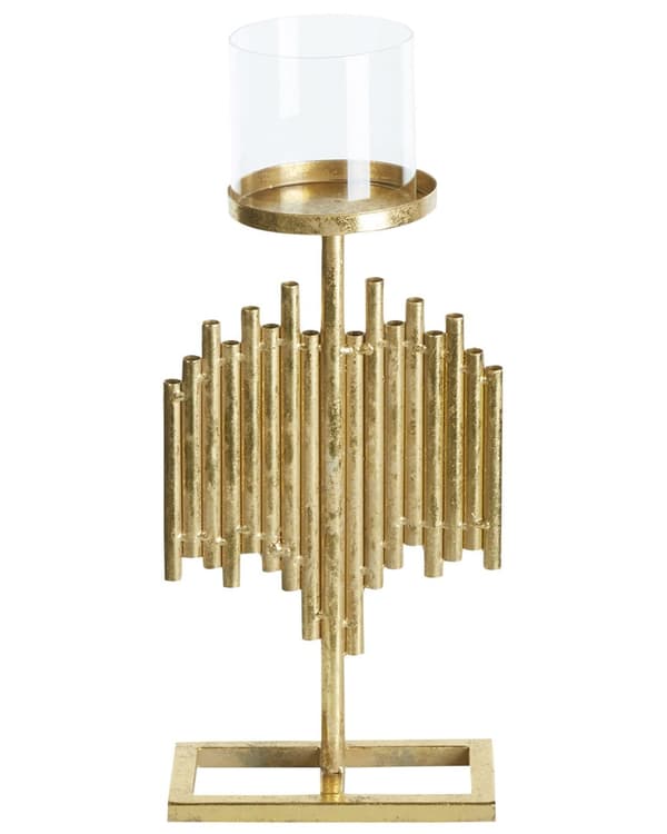 Ljusstake Guld Metall Glas 47 cm Modern Accent Dekoration