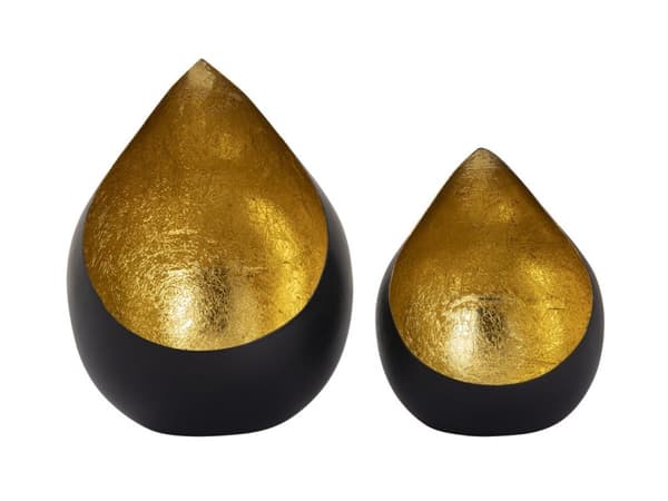 Ljushållare Set 2-delad Tealight Holder Romy droppform svart