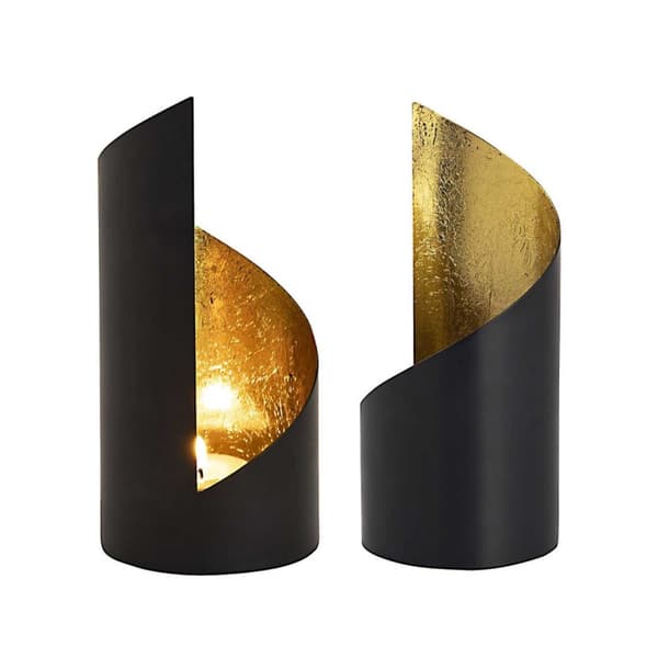 Ljushållare Set 2st. Cylindrical Black Matt Gilded Inside