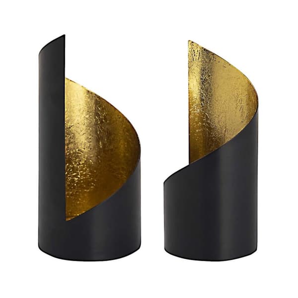 Ljushållare Set 2st. Cylindrical Black Matt Gilded Inside