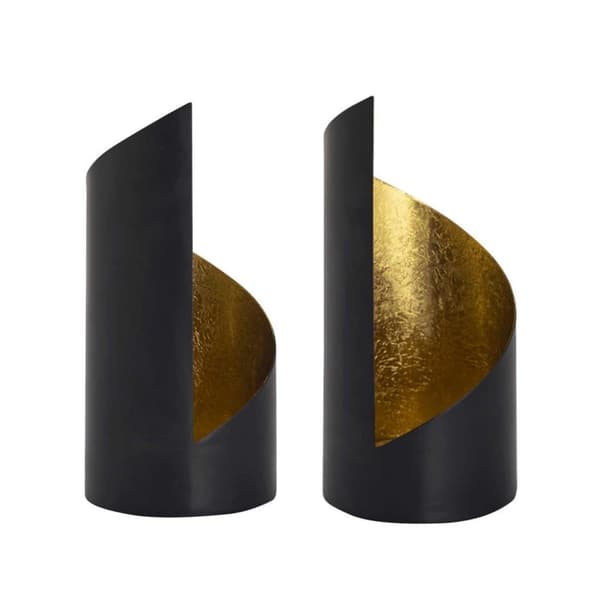 Ljushållare Set 2st. Cylindrical Black Matt Gilded Inside