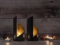 Miniatyrbild 2 av 5: Ljushållare Set 2st. Cylindrical Black Matt Gilded Inside