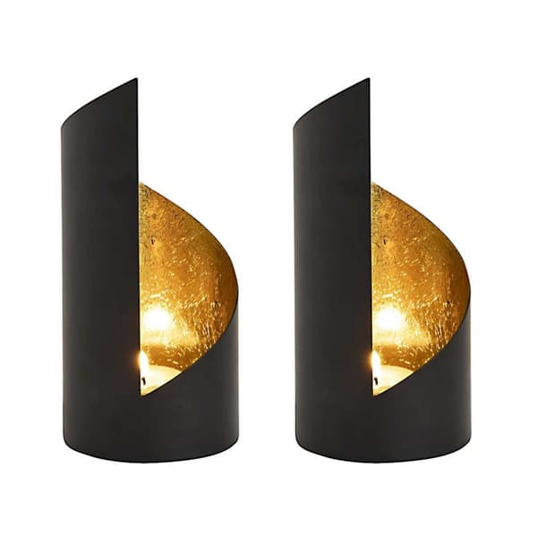 Ljushållare Set 2st. Cylindrical Black Matt Gilded Inside