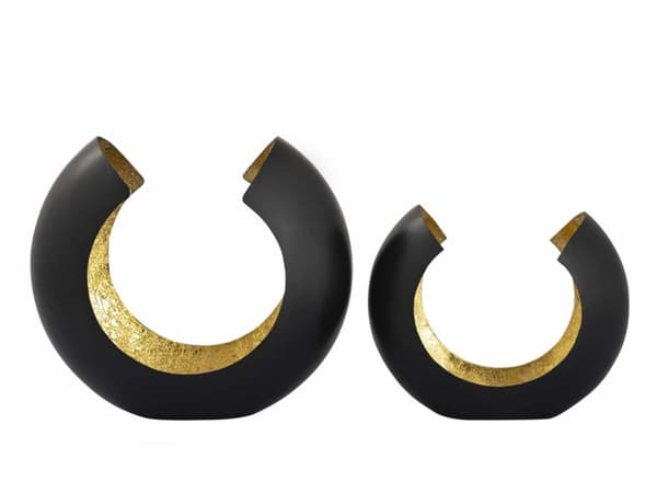 Ljusstake set 2 omega svart matt förgylls inuti
