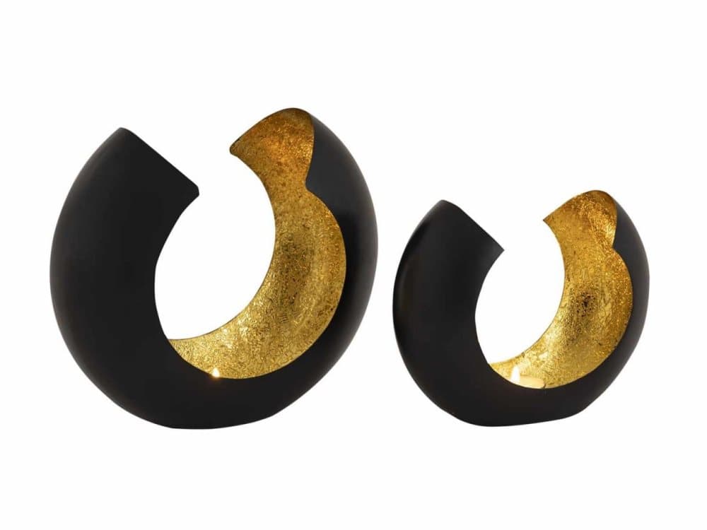 Ljusstake set 2 omega svart matt förgylls inuti