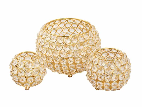 Ljusstake 3St. tealight Holder Crystal Candlestick Gold eller Silver