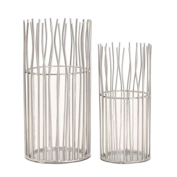 Vindljusuppsättning 2 st. ljusstake Black eller Silver Candlestick Lanterns