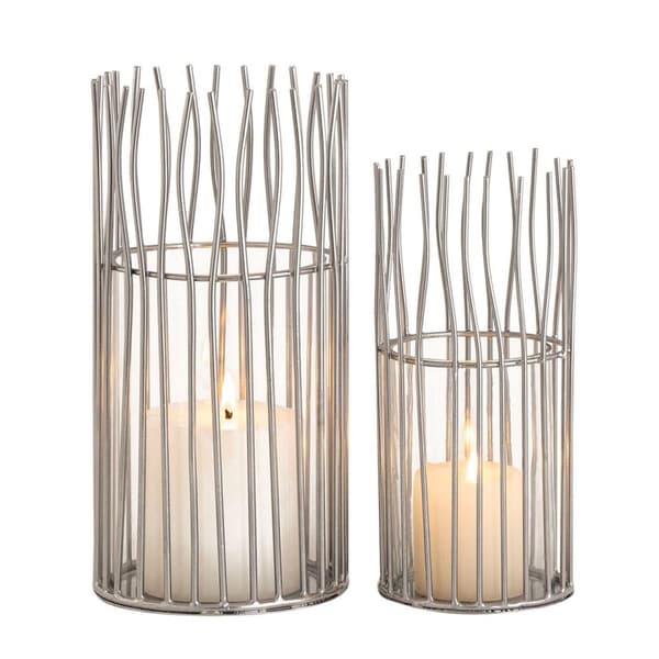 Vindljusuppsättning 2 st. ljusstake Black eller Silver Candlestick Lanterns