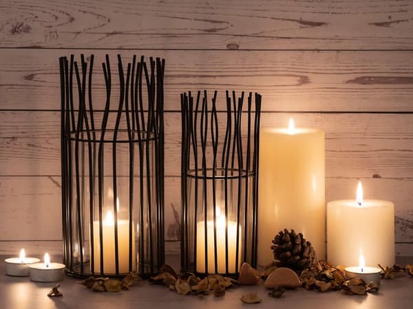 Vindljus 2 st. ljusstake Candlestick Lanterns Loft Svart