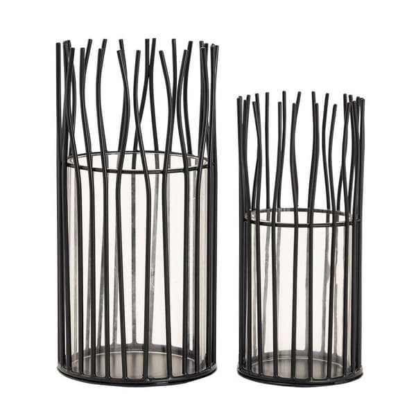 Vindljus 2 st. ljusstake Candlestick Lanterns Loft Svart