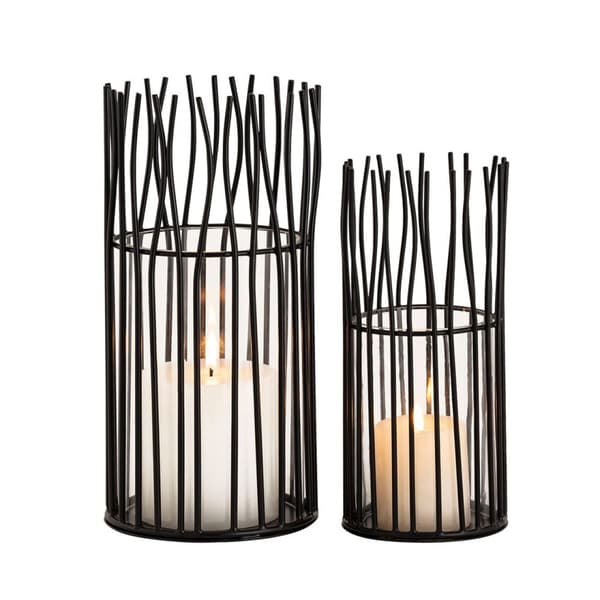 Vindljus 2 st. ljusstake Candlestick Lanterns Loft Svart
