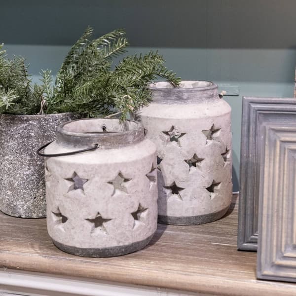 Hill Interiors Bloomville Stone Star Candle Lantern