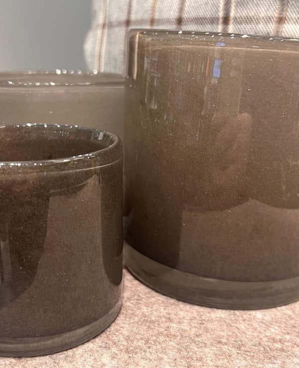 Lysestage Brunt Glas 10x10 cm