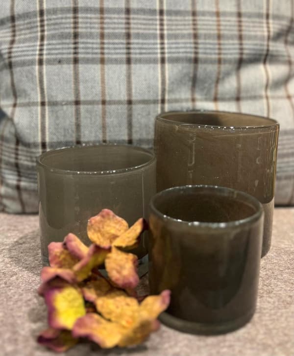 Lysestage Brunt Glas 10x10 cm