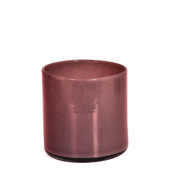 Lysestage Mørk pink Glas 12x12 cm