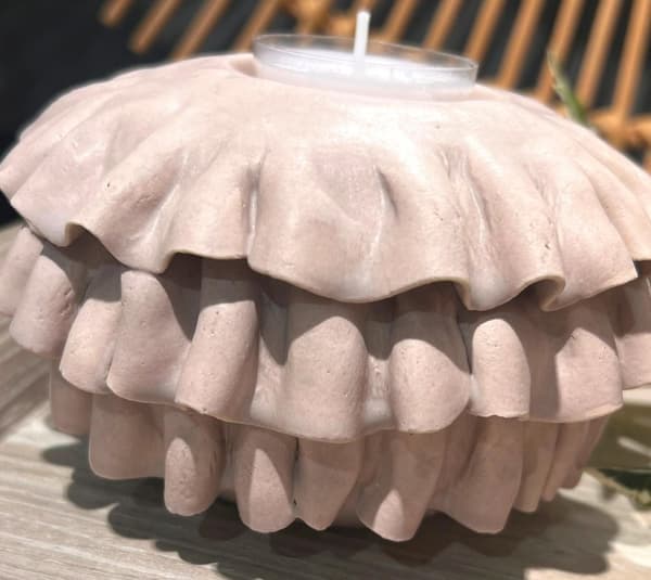 Lysestage Flæse Beige grå 12 cm