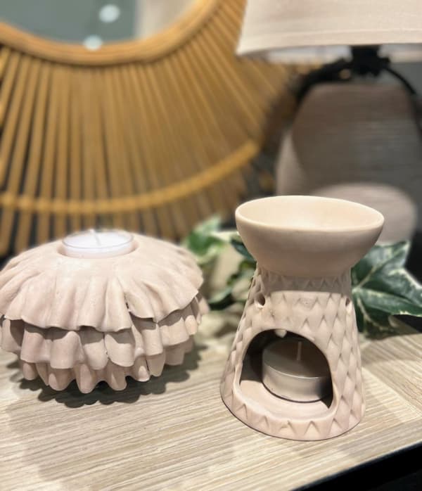 Lysestage Flæse Beige grå 12 cm