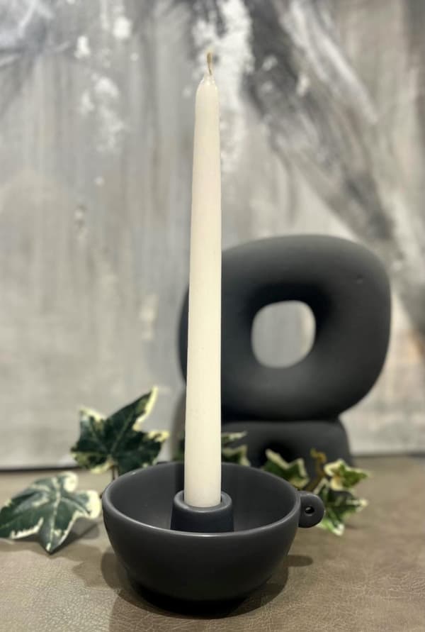 Ljusstake Keramik Grå 13 cm