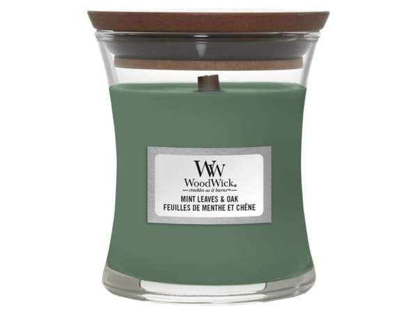 WoodWick Mint Leaves & Oak, Cylinder, Grønn, Mint, Eiketre, 60 timer, 1 stykker