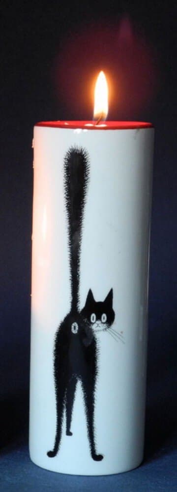 Tea light holder ceramic: Cat - Dubout 'The Third Eye'